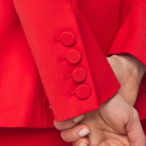 WHBM $195 One-Button Blazer Jacket Red Flamenco 8 12 - Picture 7 of 8